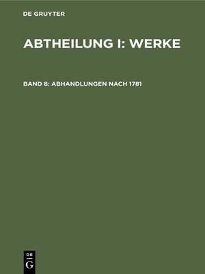 cover image of Abhandlungen nach 1781